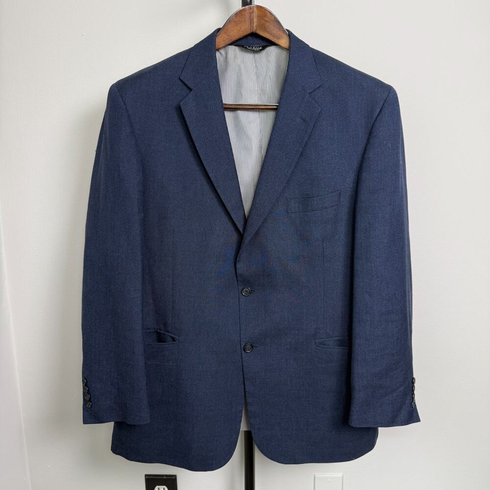 JOS. A. BANK 46R Mens Linen & Wool Blend Blue Jacket Blazer Sport Coat